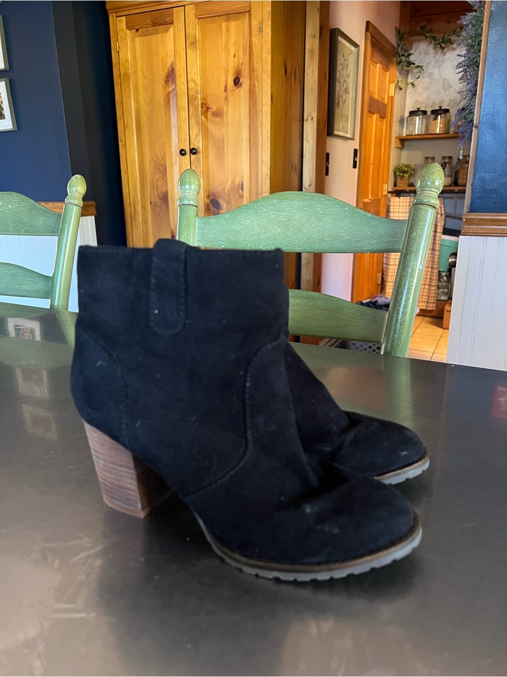 Black Suede Women's Ankle Boot - Classic Block Heel